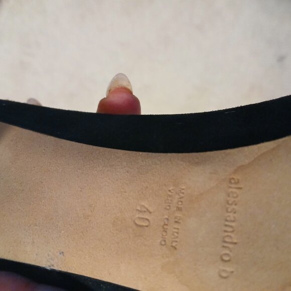 Black Suede and Gold Leather Alessandro B Heels EU 40/US10 - Picture 3 of 5